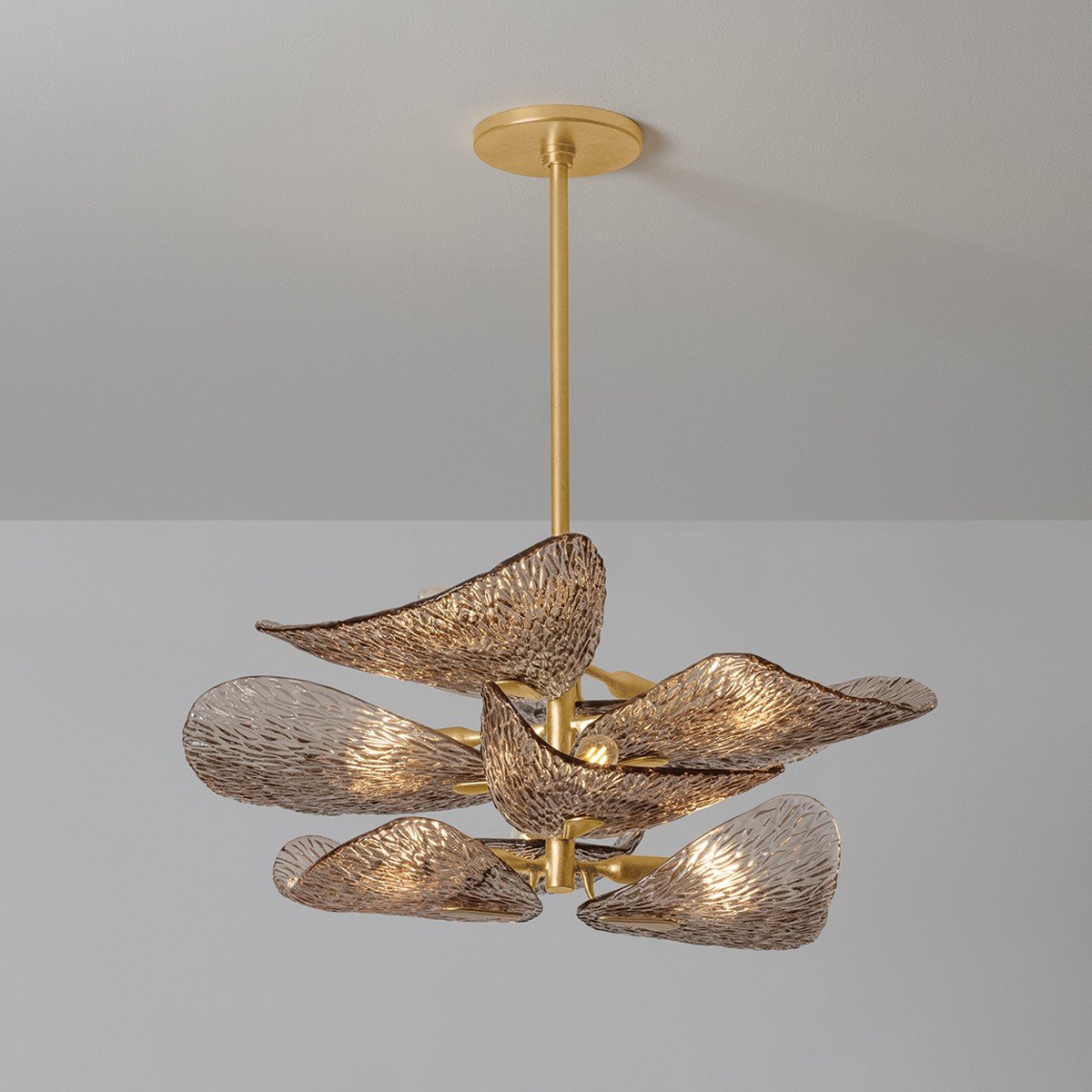 Celaline Kroonluchter Cardiff Piastra Glas Bloemblad Gelaagd brons