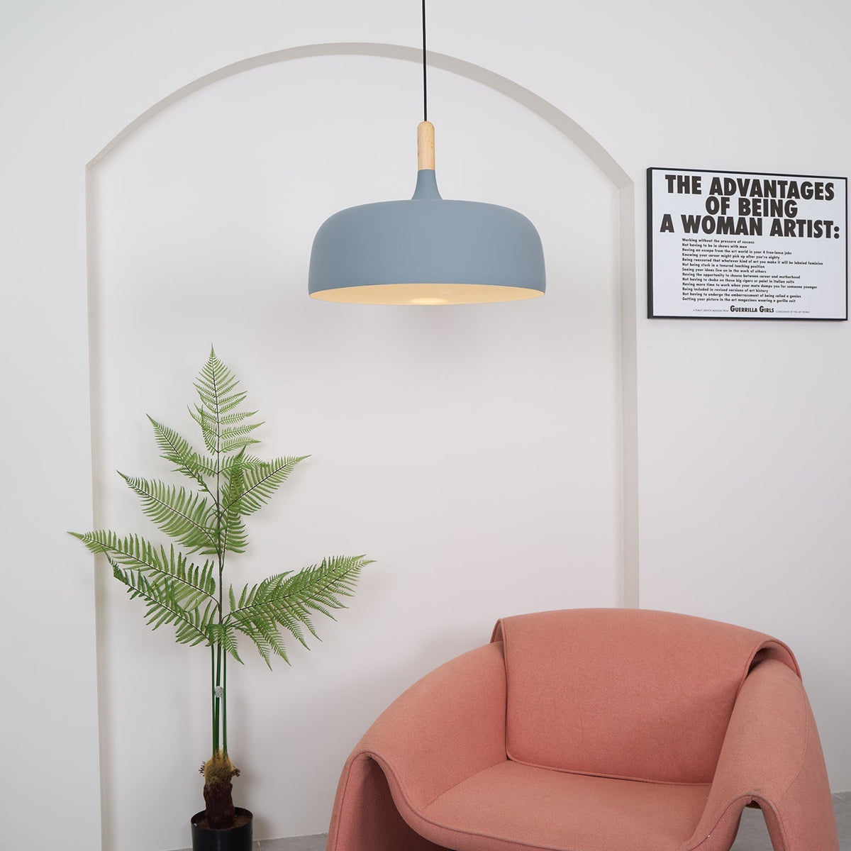 Sylivenne hanglamp witte kap houten accenten