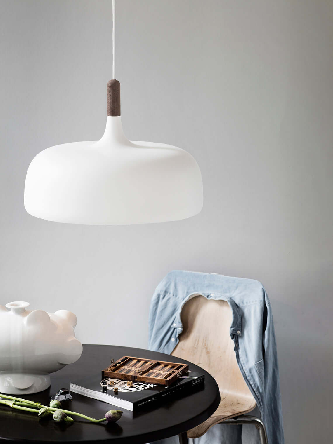 Sylivenne hanglamp witte kap houten accenten