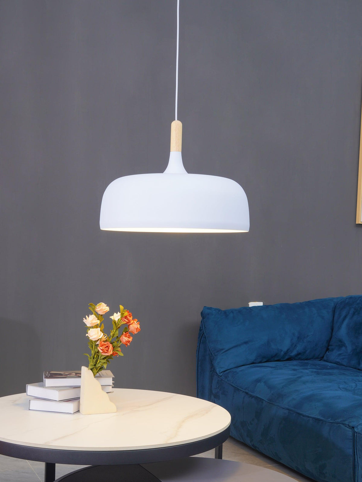 Sylivenne hanglamp witte kap houten accenten