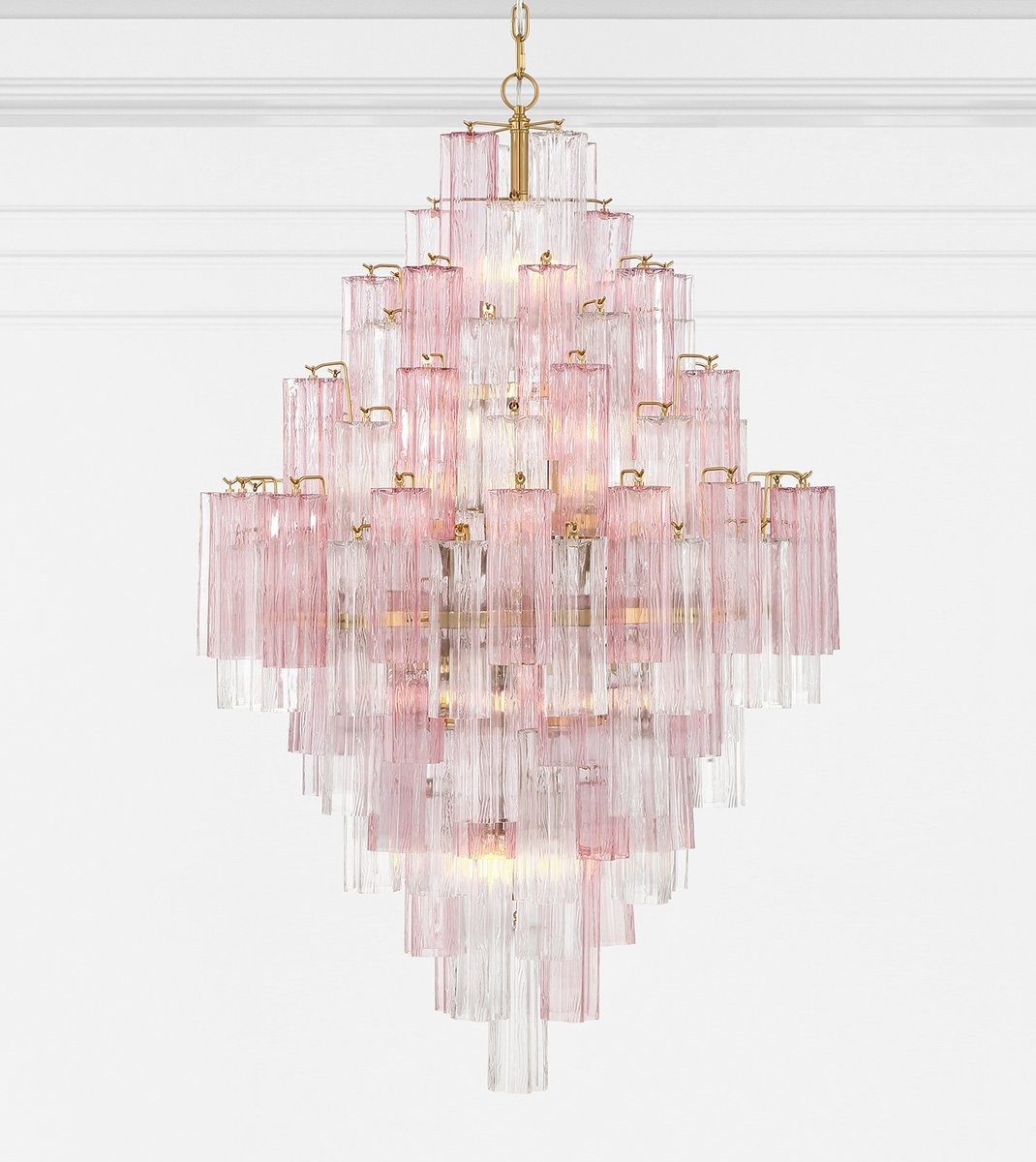 Eirorelle Diamant Kroonluchter met Gelaagde Amberkleurige Glasbuizen