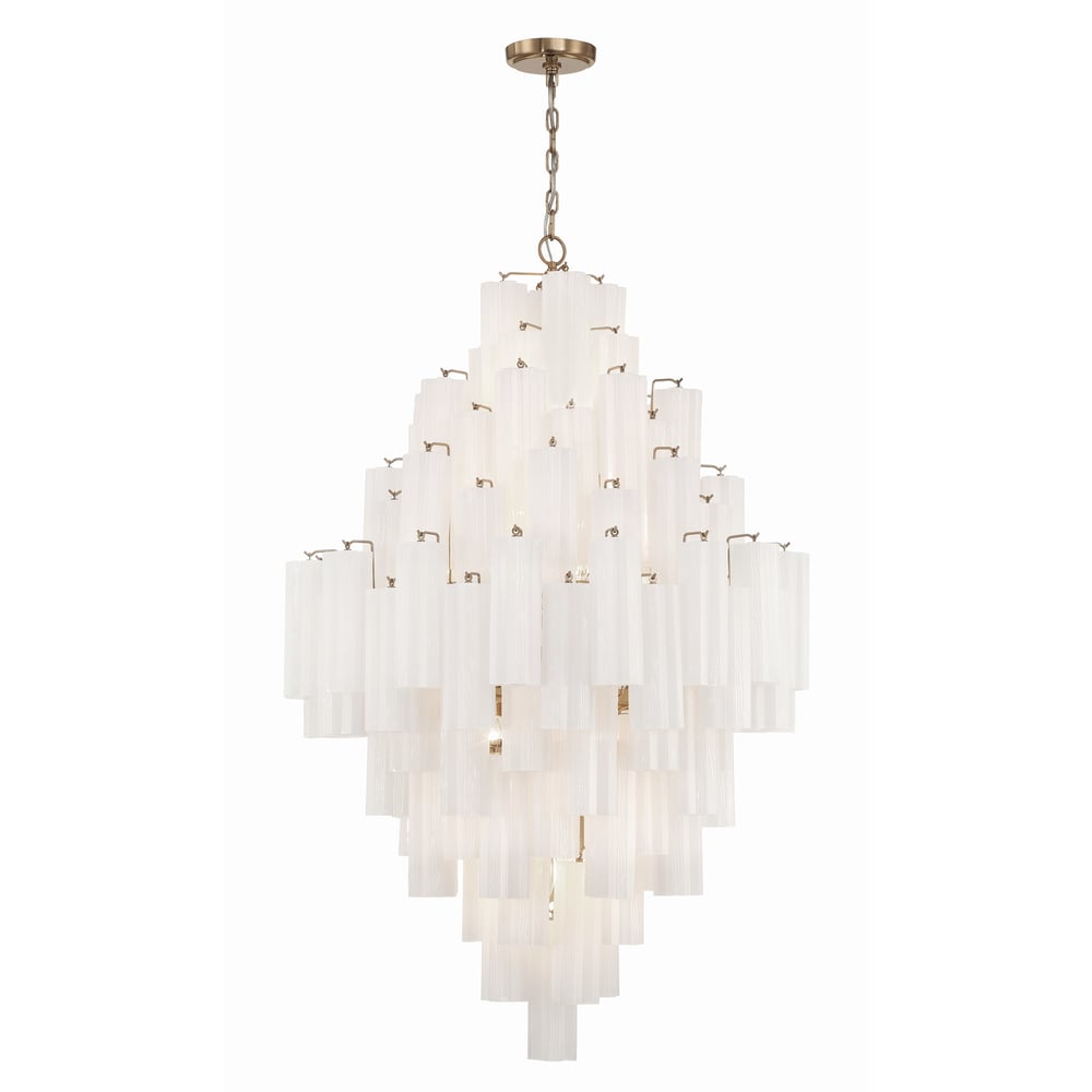 Eirorelle Diamant Kroonluchter met Gelaagde Amberkleurige Glasbuizen