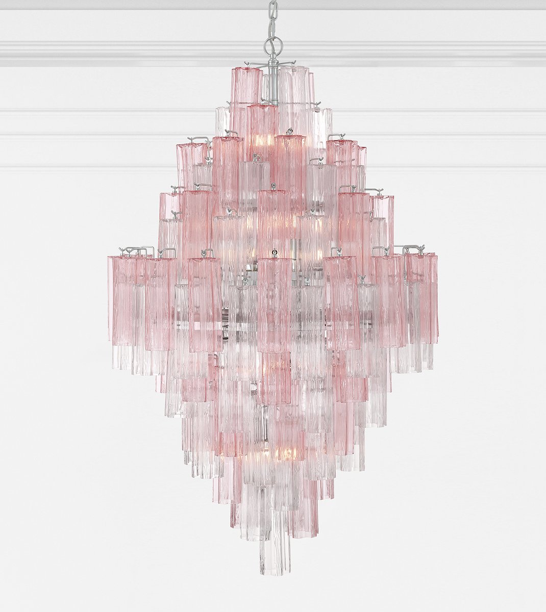 Eirorelle Diamant Kroonluchter met Gelaagde Amberkleurige Glasbuizen