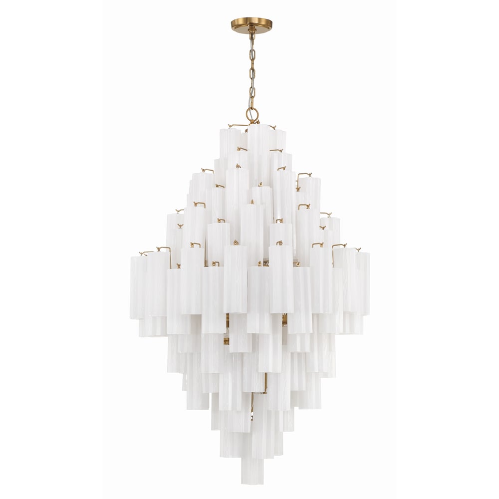 Eirorelle Diamant Kroonluchter met Gelaagde Amberkleurige Glasbuizen