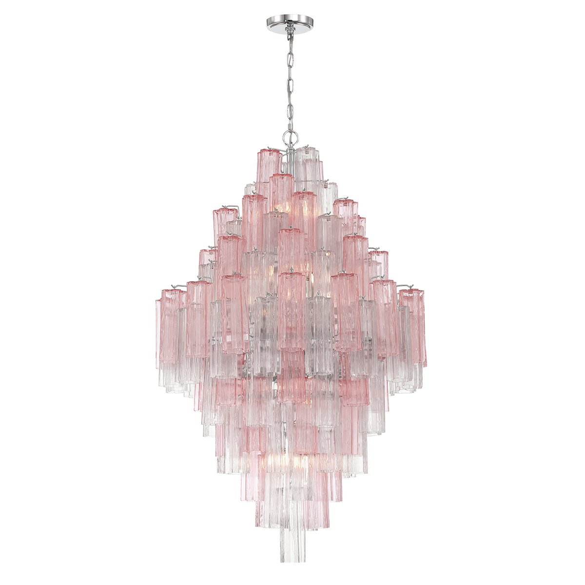 Eirorelle Diamant Kroonluchter met Gelaagde Amberkleurige Glasbuizen