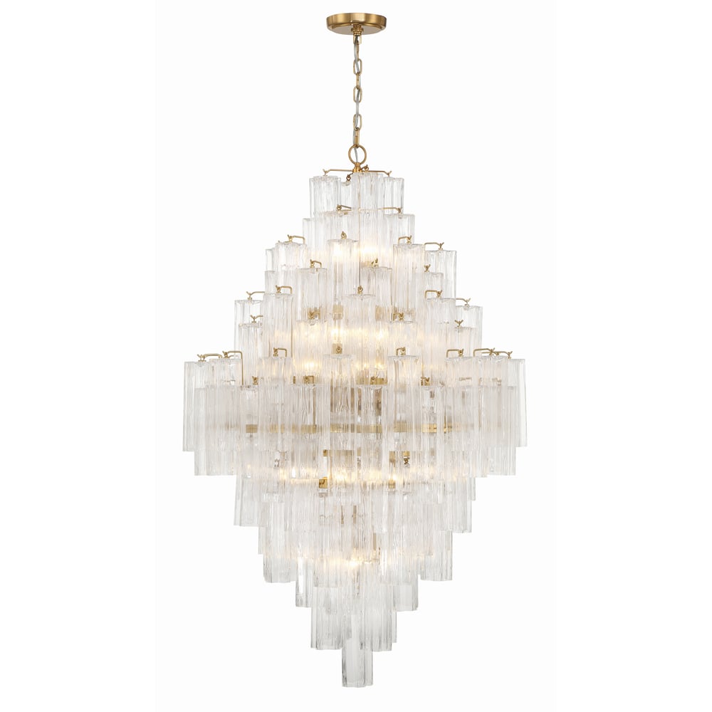 Eirorelle Diamant Kroonluchter met Gelaagde Amberkleurige Glasbuizen