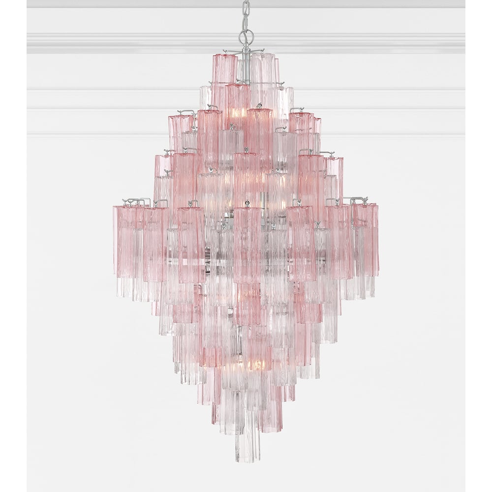 Eirorelle Diamant Kroonluchter met Gelaagde Amberkleurige Glasbuizen