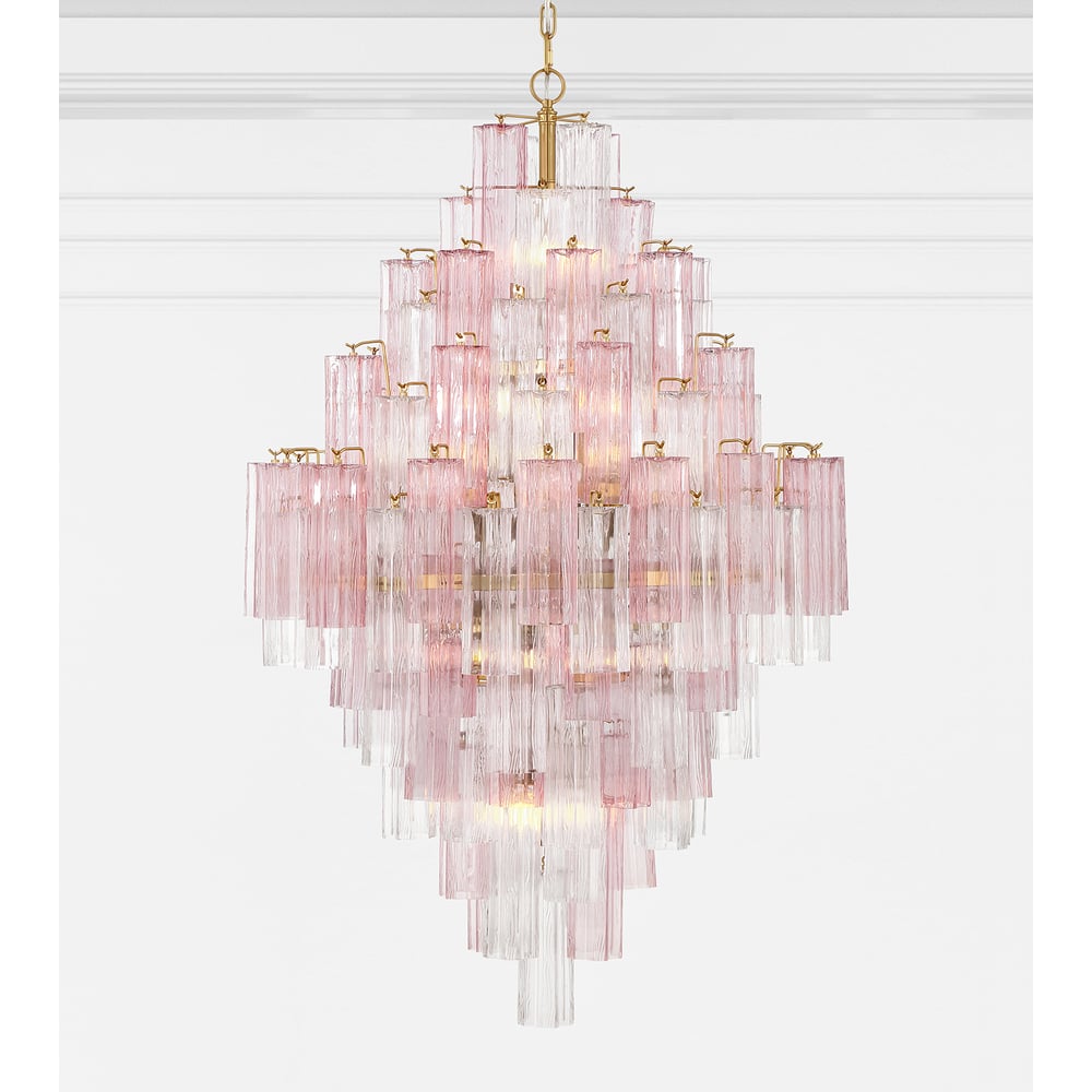 Eirorelle Diamant Kroonluchter met Gelaagde Amberkleurige Glasbuizen