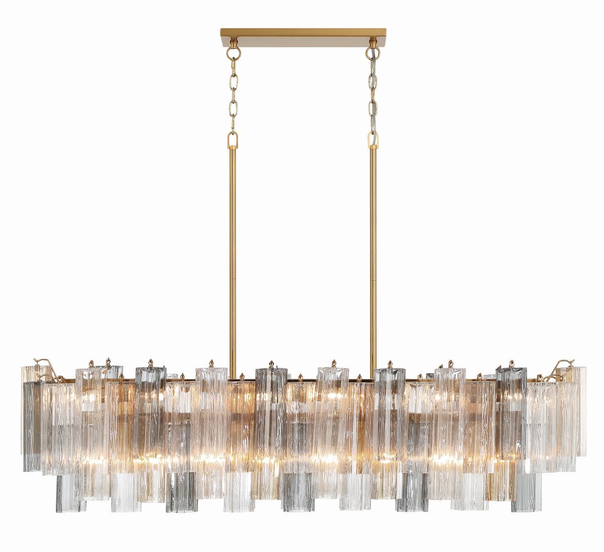 Eiriseon lineaire kroonluchter met glasbuis, gelaagd amber
