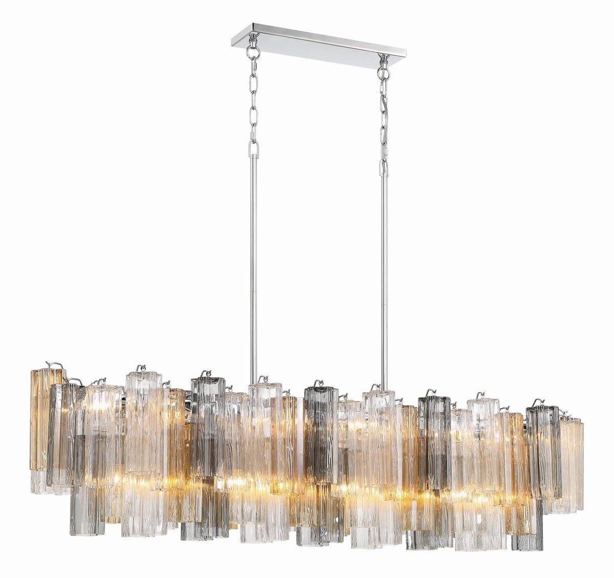 Eiriseon lineaire kroonluchter met glasbuis, gelaagd amber