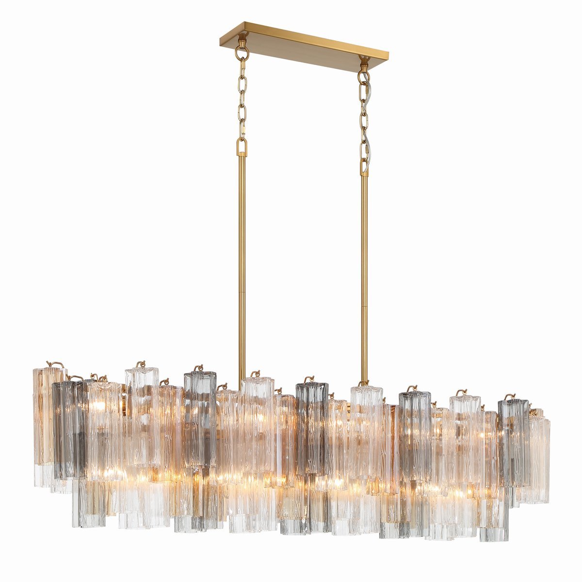 Eiriseon lineaire kroonluchter met glasbuis, gelaagd amber