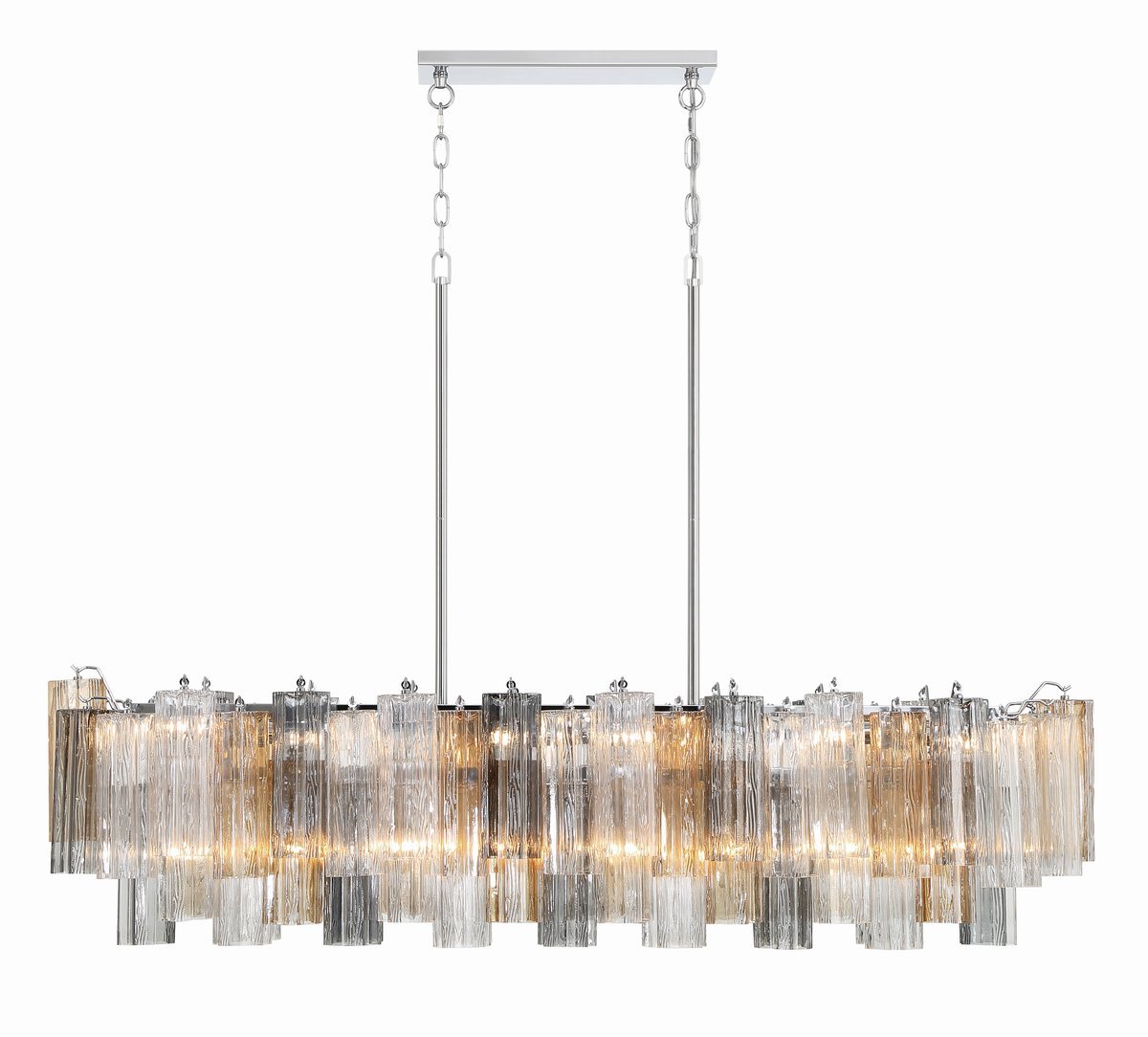 Eiriseon lineaire kroonluchter met glasbuis, gelaagd amber
