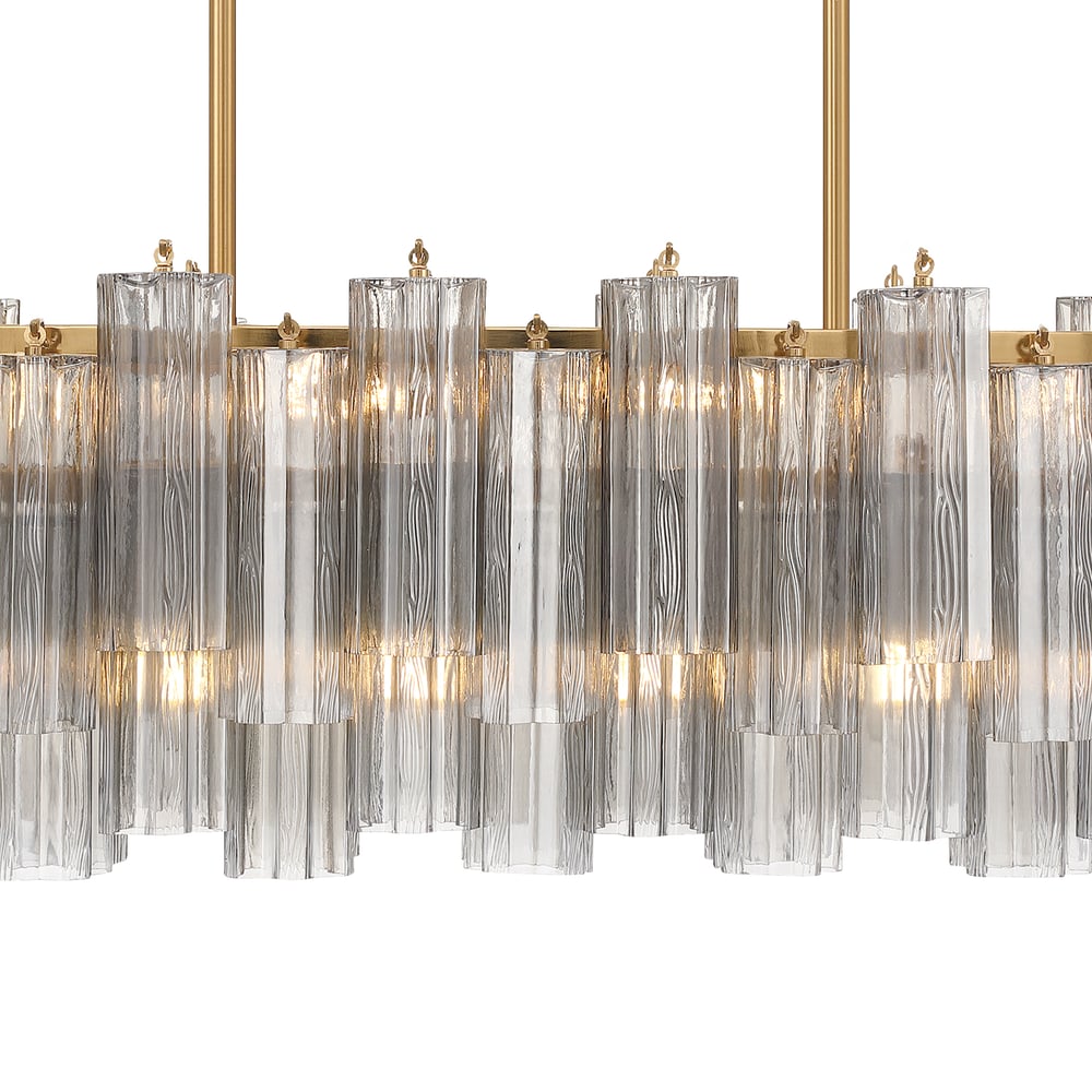 Eiriseon lineaire kroonluchter met glasbuis, gelaagd amber