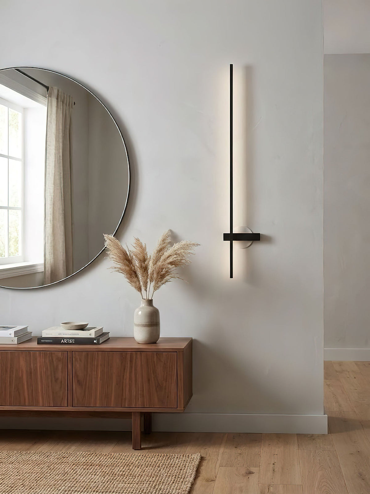 Mesv Lineair Oplaadbaar Zwart Wandlamp