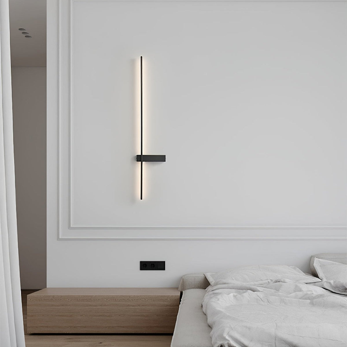 Mesv Lineair Oplaadbaar Zwart Wandlamp