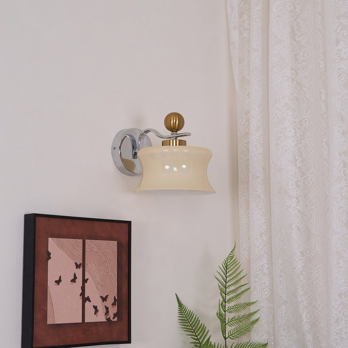 Blux Noordse kunst wandlamp met glazen kap