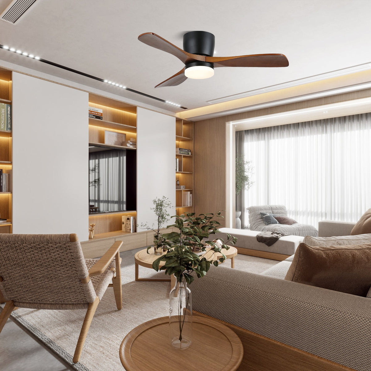 Brinor minimalistisch houten plafondventilator met verlichting
