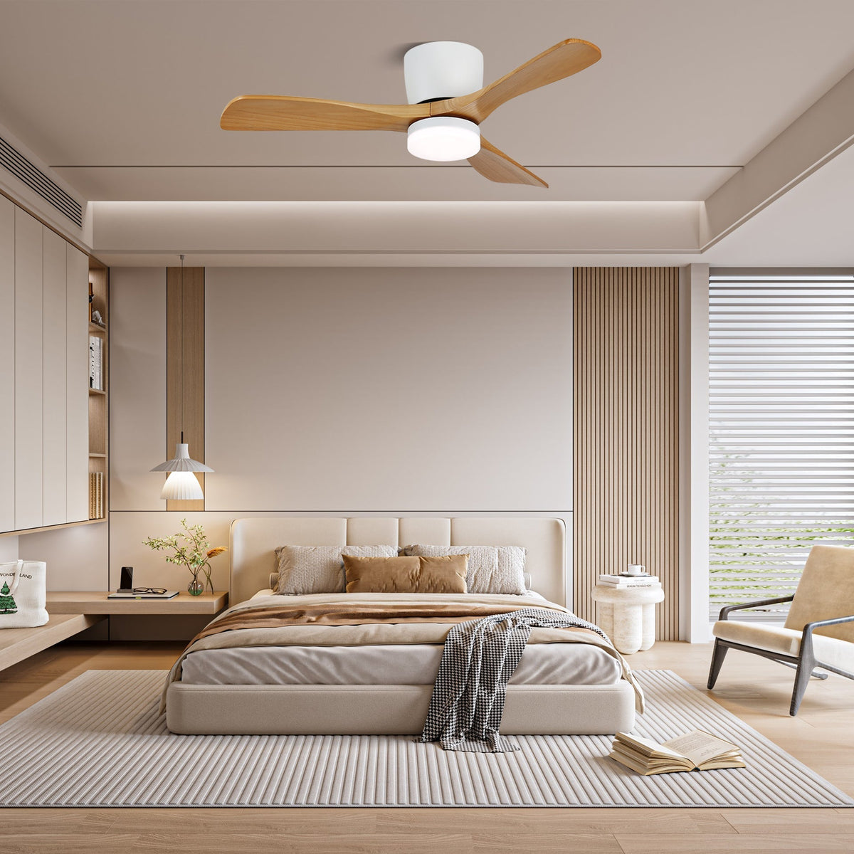 Brinor minimalistisch houten plafondventilator met verlichting