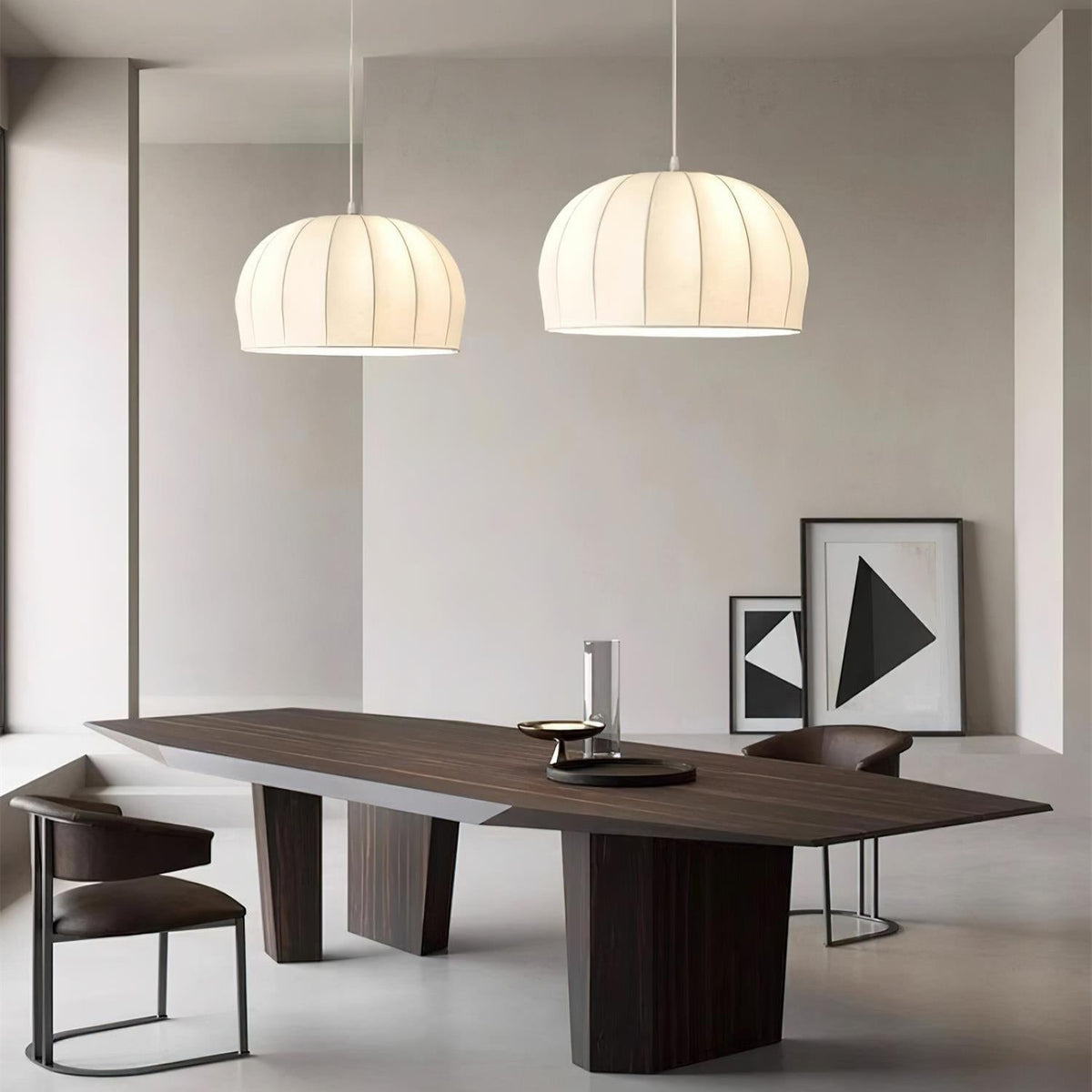Fioeina witte hanglamp met stoffen koepel