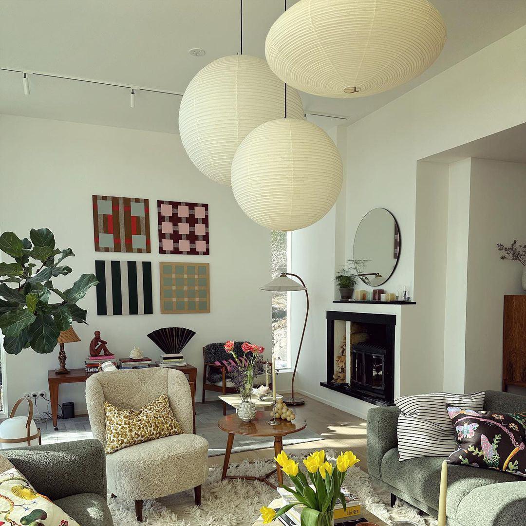 Noveno hanglamp met Washi-papier rond