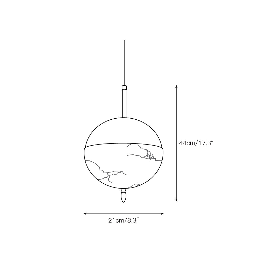 Himinuvye albast minimalistisch Bolus messing hanglamp