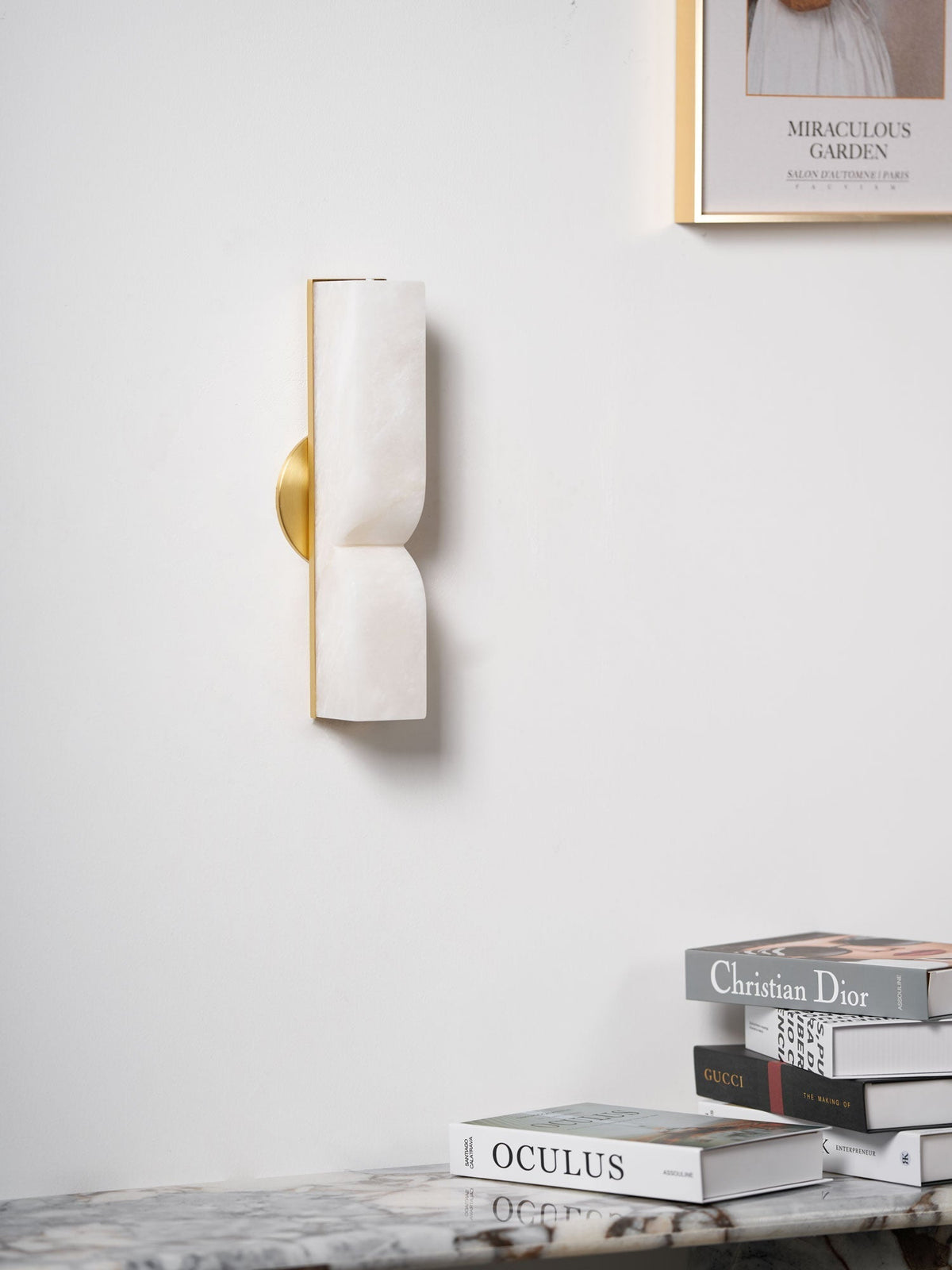 Lena Albast rechthoekige wandlamp met stekker