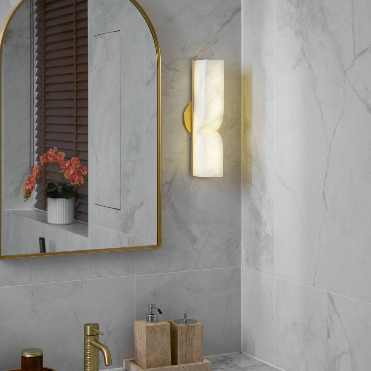Niveelle Albast Rechthoekige wandlamp