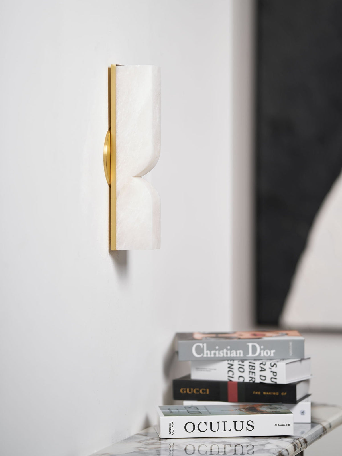 Lena Albast rechthoekige wandlamp met stekker