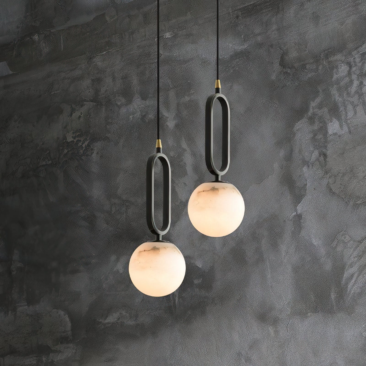 Gloruvyd Minimalistische hanglamp met balvormige kap in albast