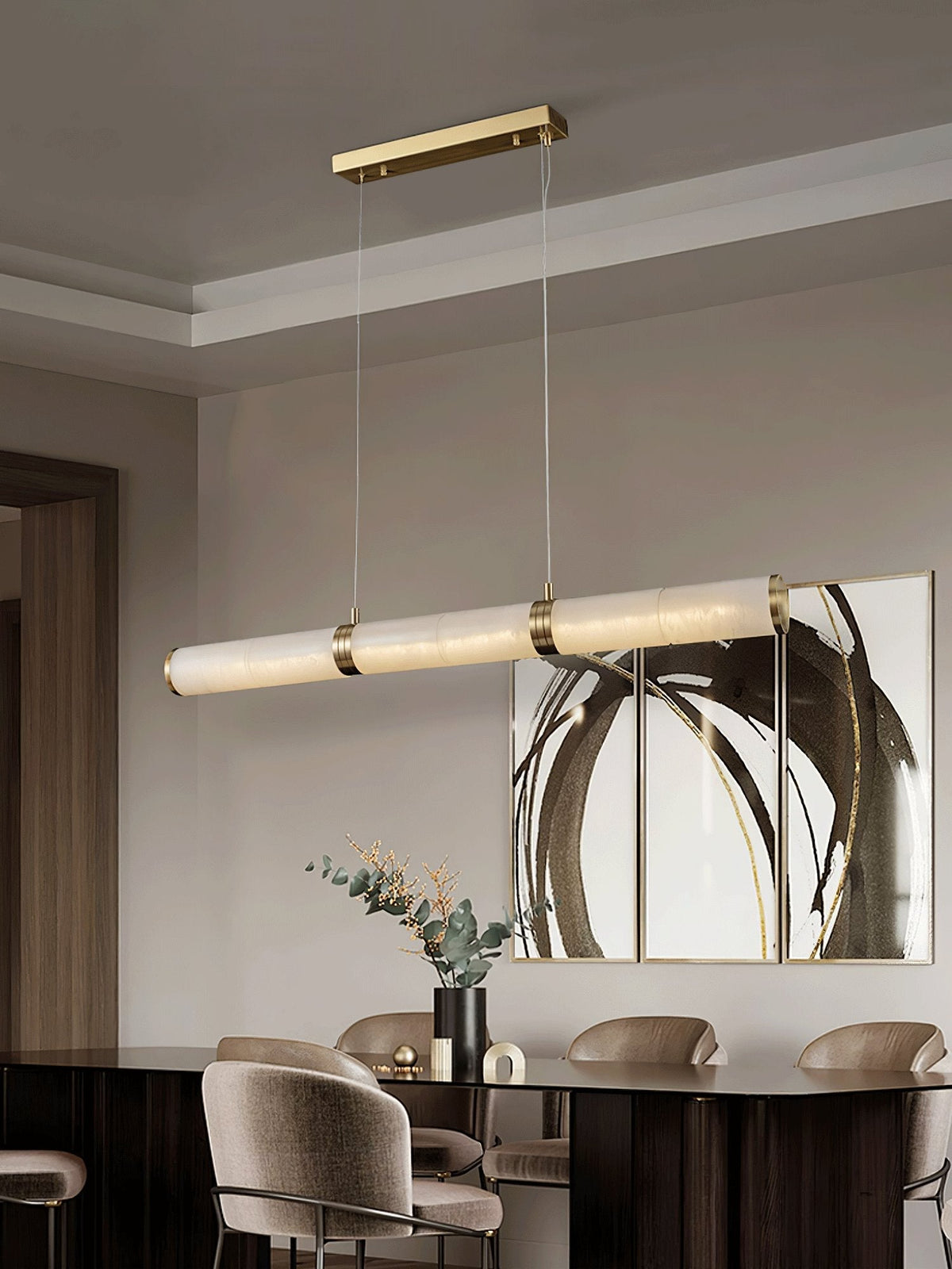 Gevrel minimalistisch hanglamp van albast