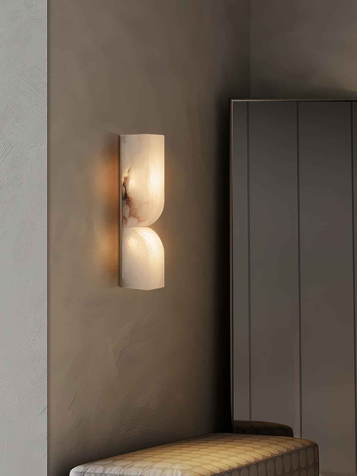 Lena Albast rechthoekige wandlamp met stekker