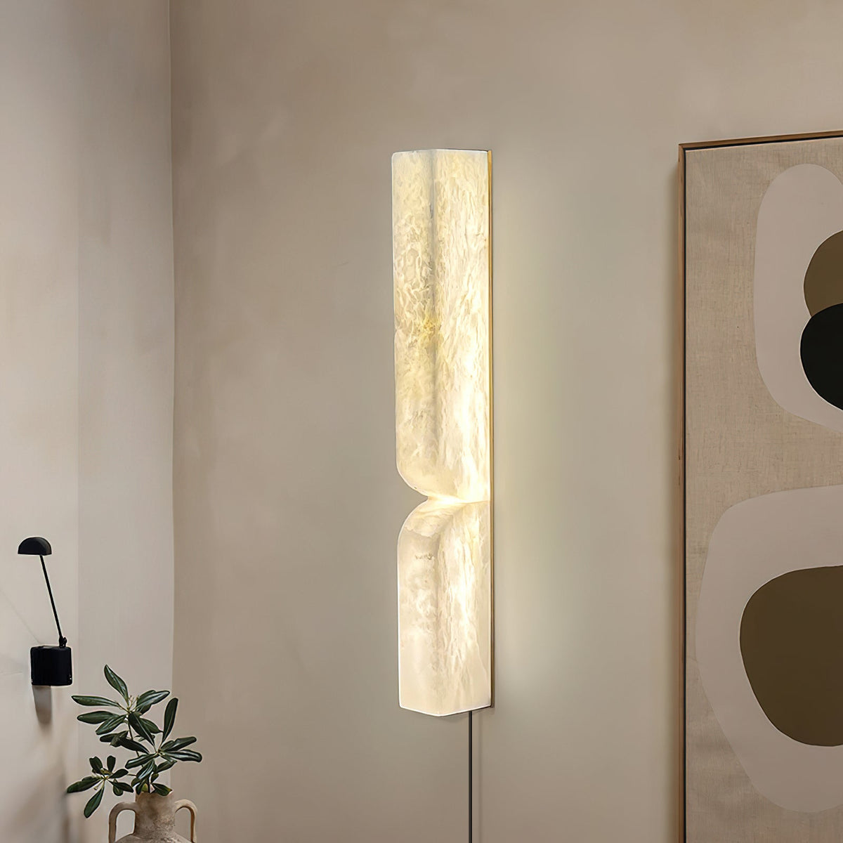 Lena Albast rechthoekige wandlamp met stekker