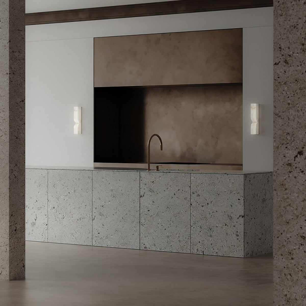 Niveelle Albast Rechthoekige wandlamp