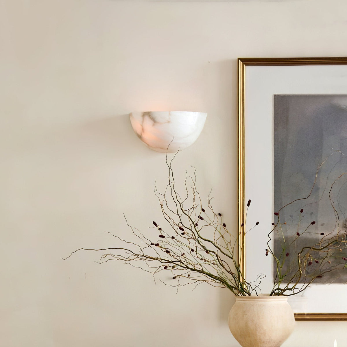 Albinelia Halve-maan albasten wandlamp