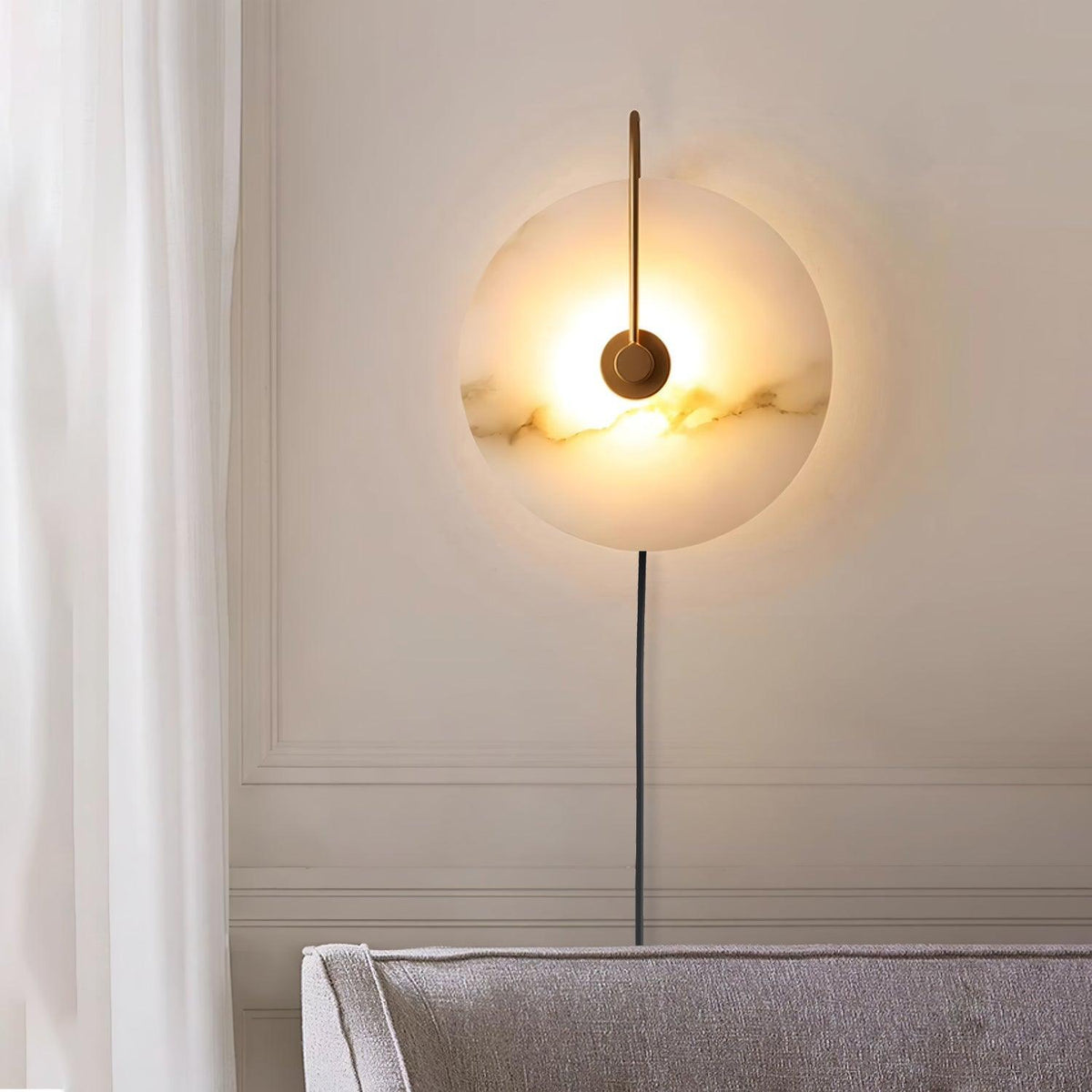 Albeaine Albast bollen wandlamp met Stekker