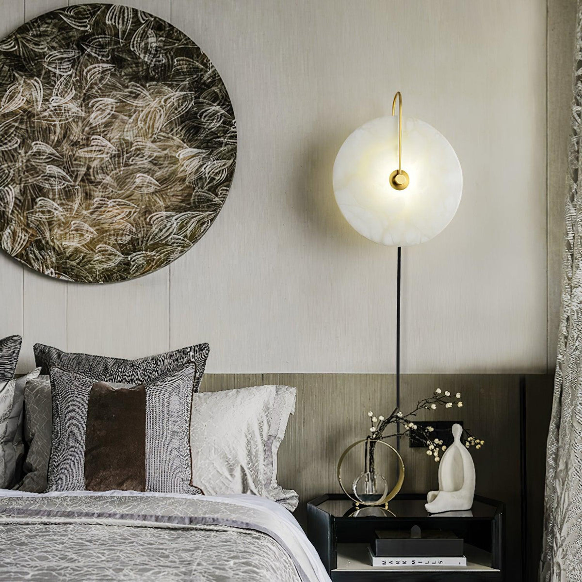 Albeaine Albast bollen wandlamp met Stekker