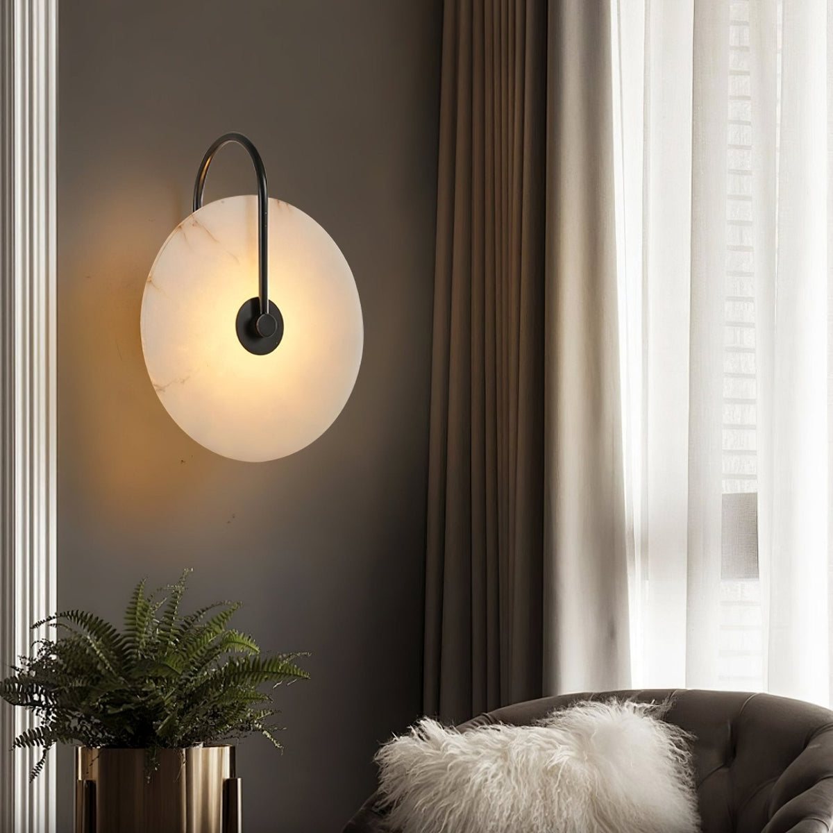 Albeaine Albast bollen wandlamp met Stekker