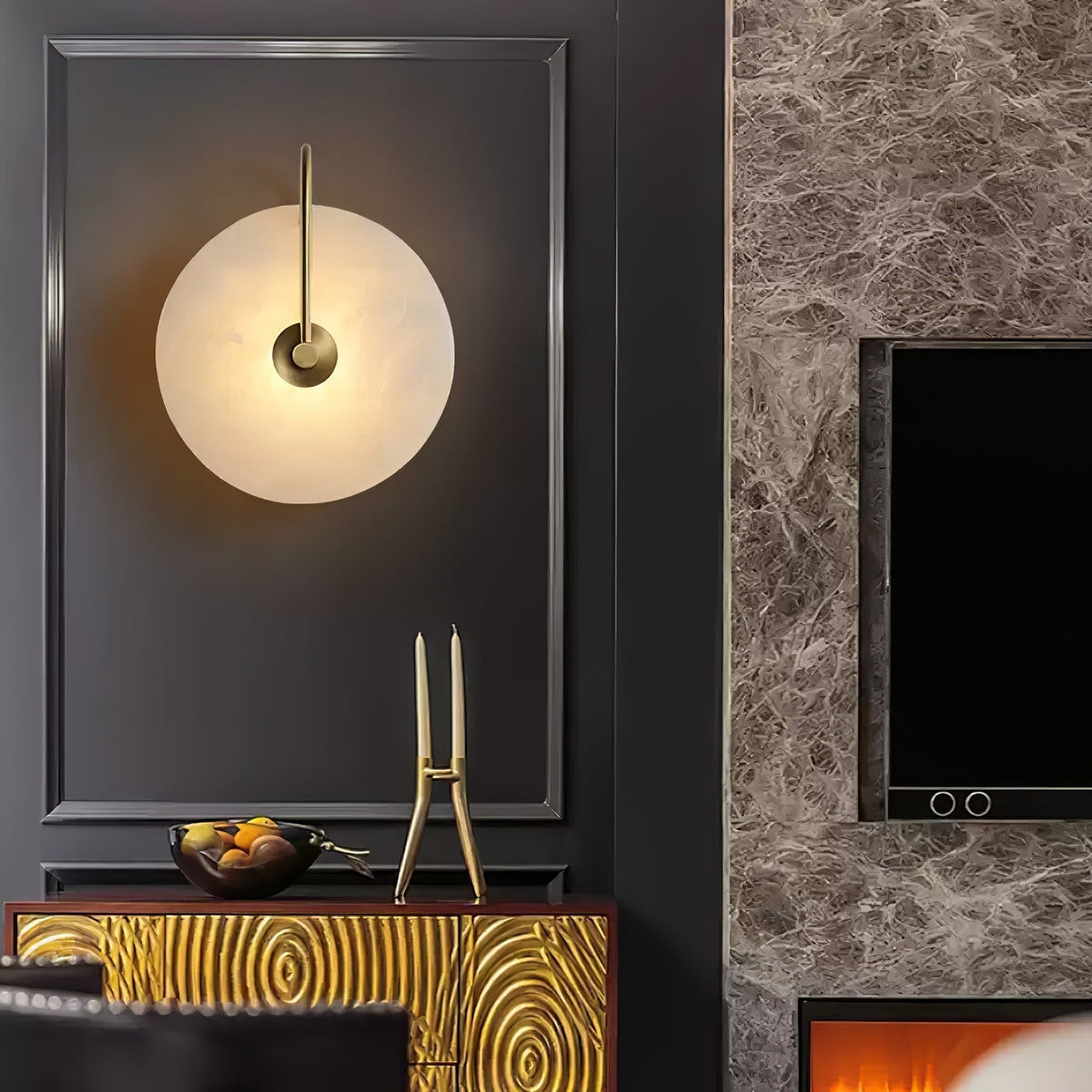 Albeaine Albast bollen wandlamp met Stekker