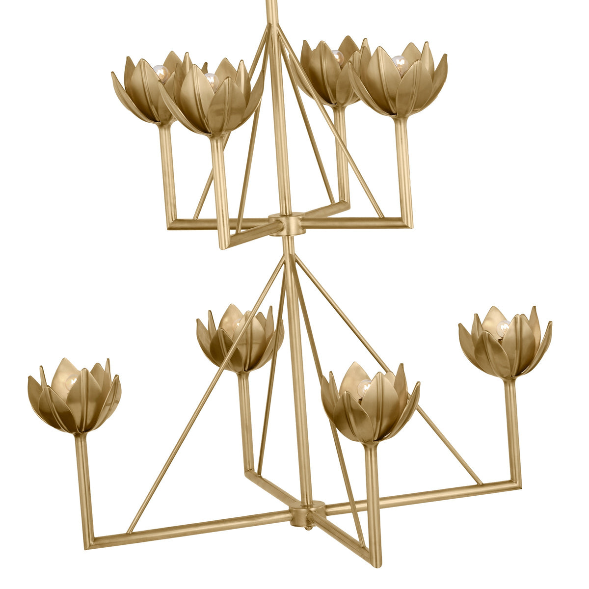 Alberto Moderne minimalistische bloemmotief kroonluchter van oud messing