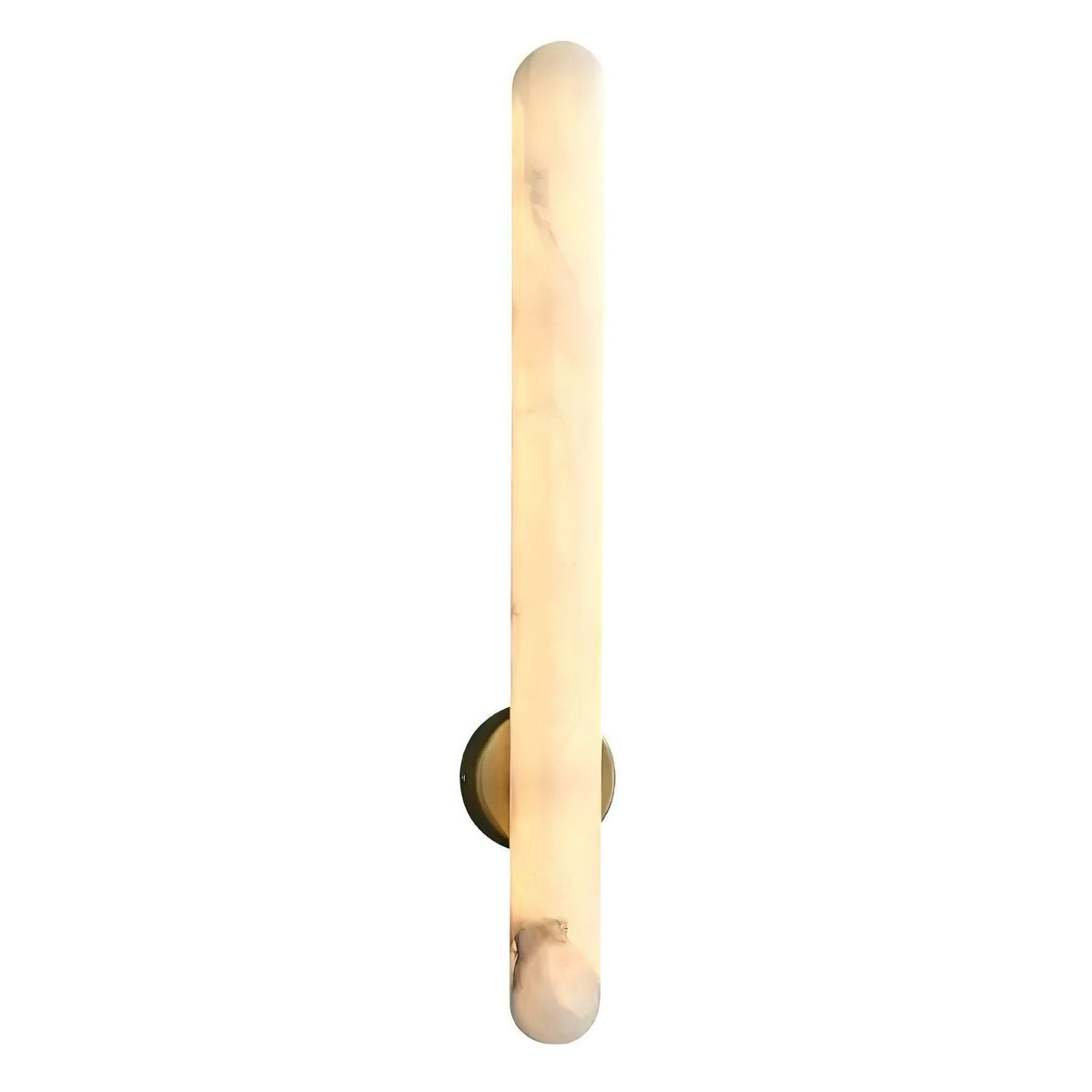 Elvenira cilindrische wandlamp van albast met goudkleurige afwerking