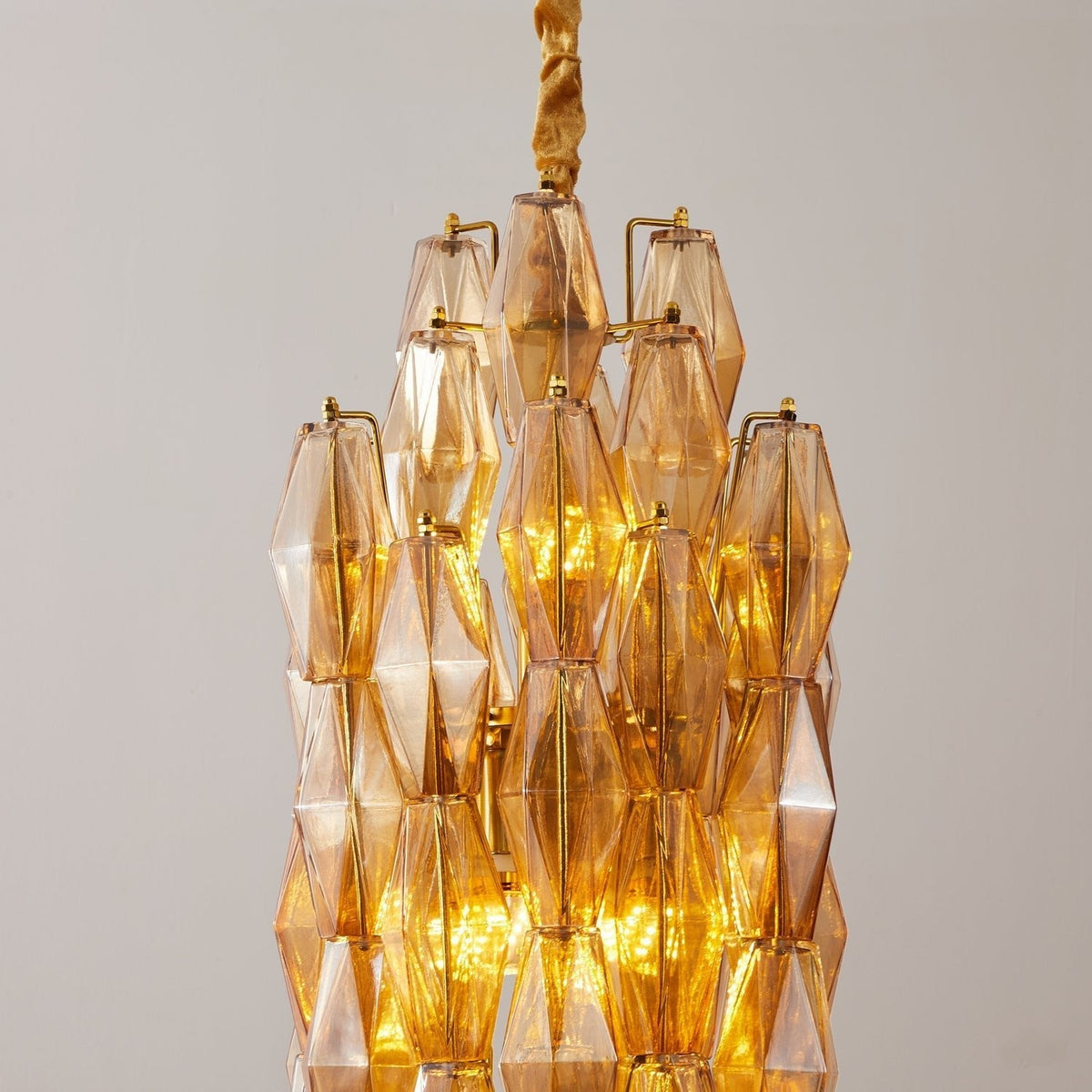 Lioraian Kroonluchter Amber Prism Lang Cascaderend glas Vintage