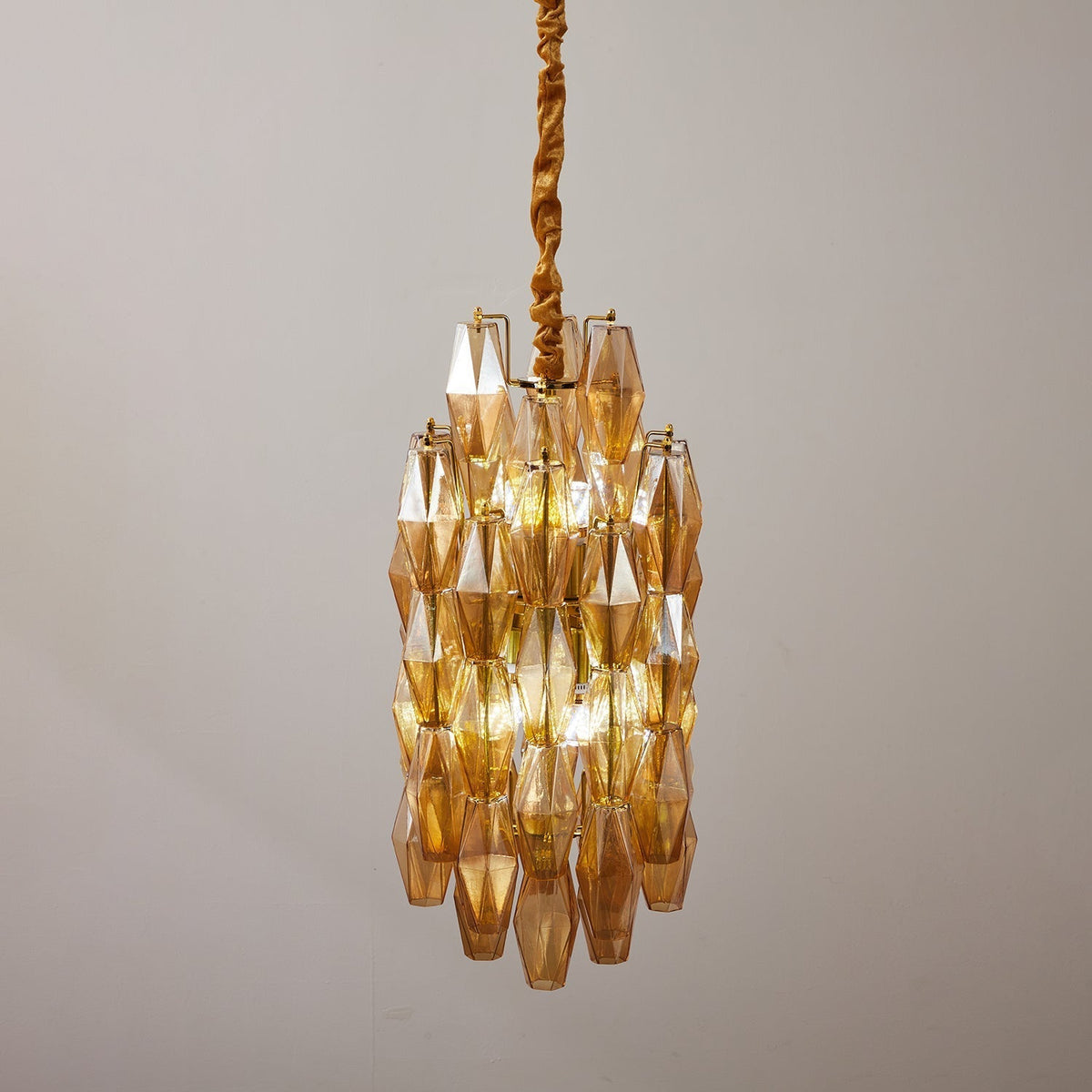 Lioraian Kroonluchter Amber Prism Lang Cascaderend glas Vintage