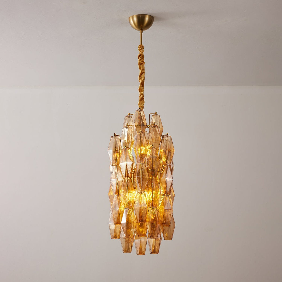 Lioraian Kroonluchter Amber Prism Lang Cascaderend glas Vintage