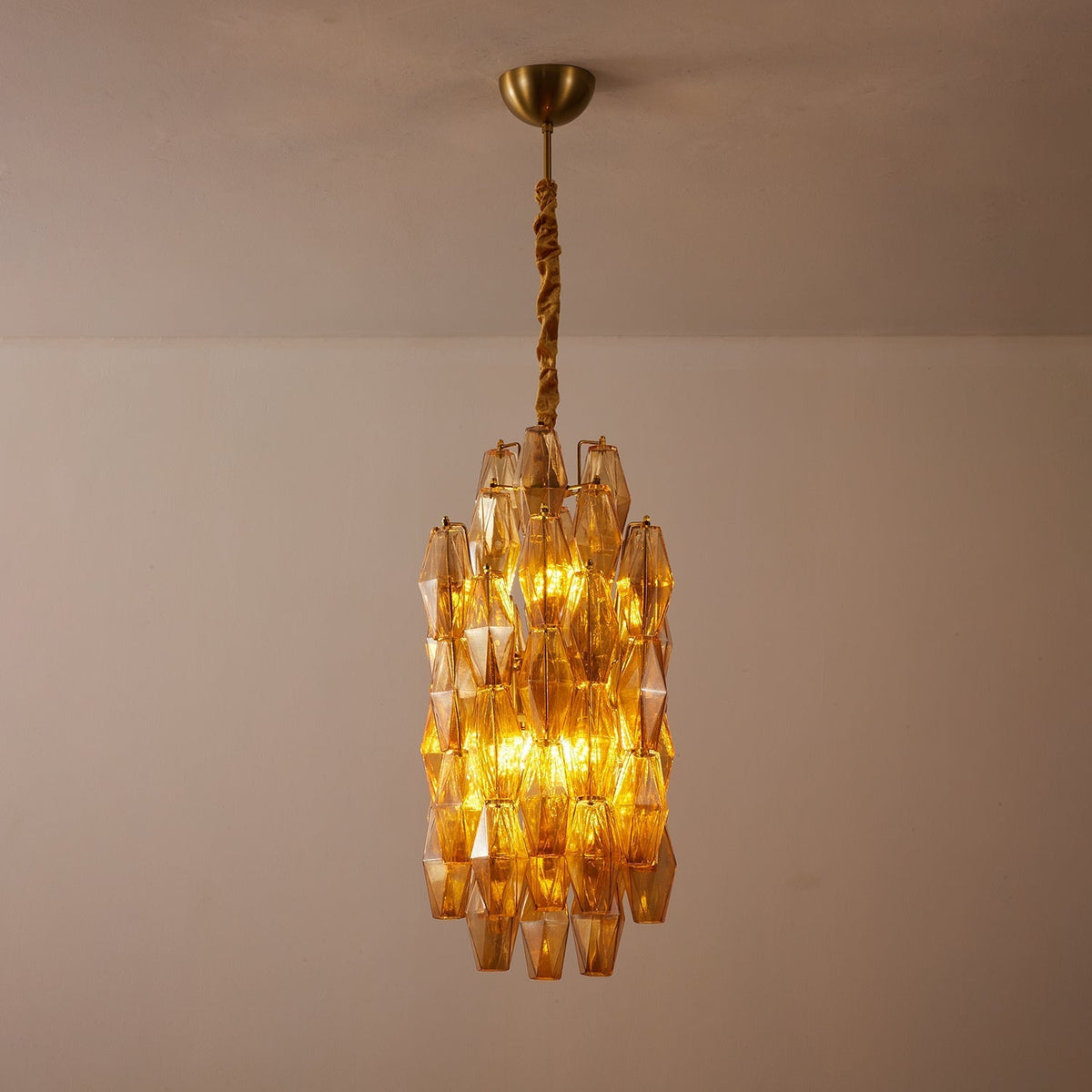 Lioraian Kroonluchter Amber Prism Lang Cascaderend glas Vintage