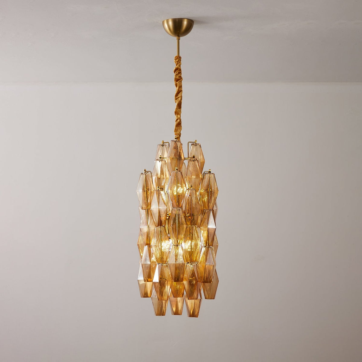 Lioraian Kroonluchter Amber Prism Lang Cascaderend glas Vintage