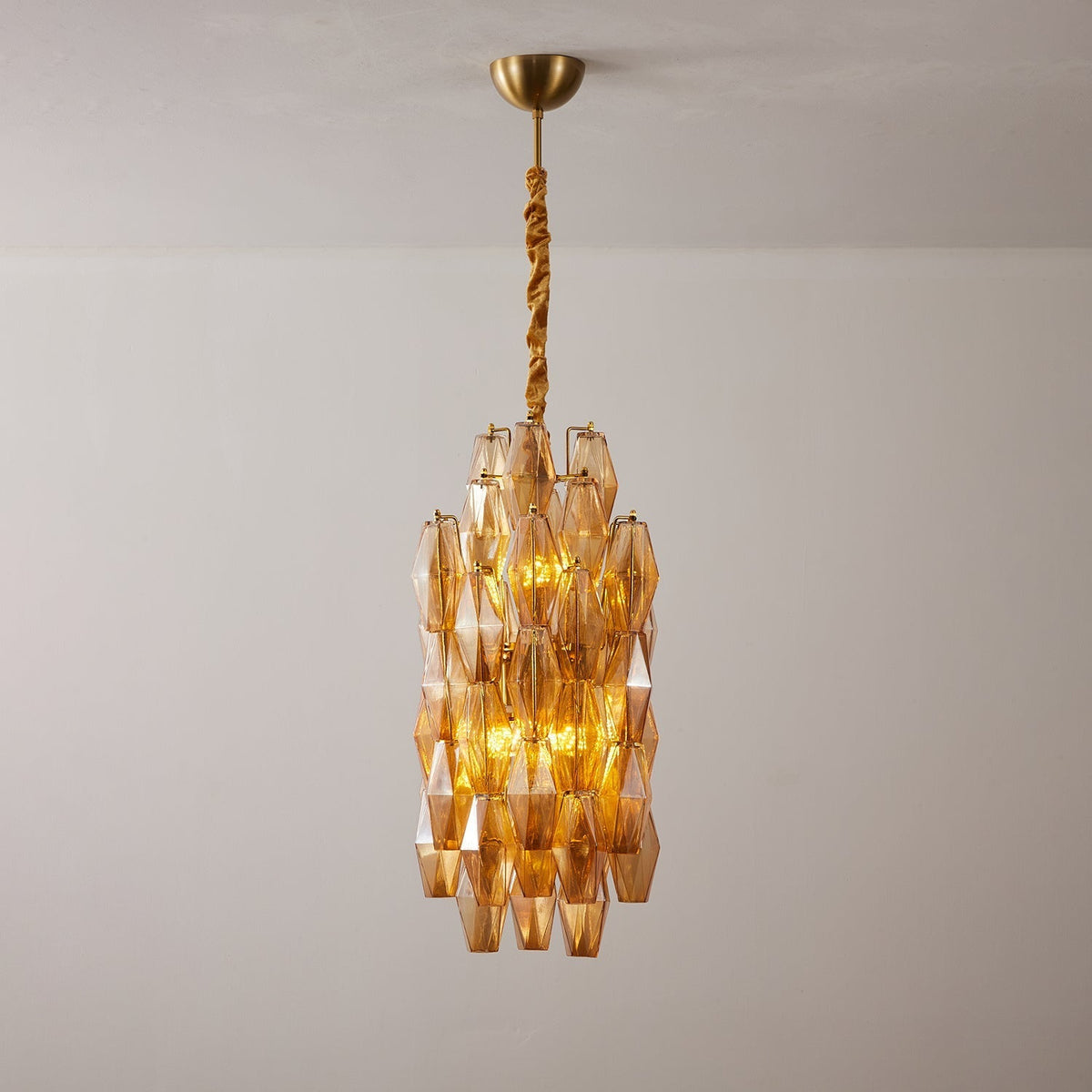 Lioraian Kroonluchter Amber Prism Lang Cascaderend glas Vintage