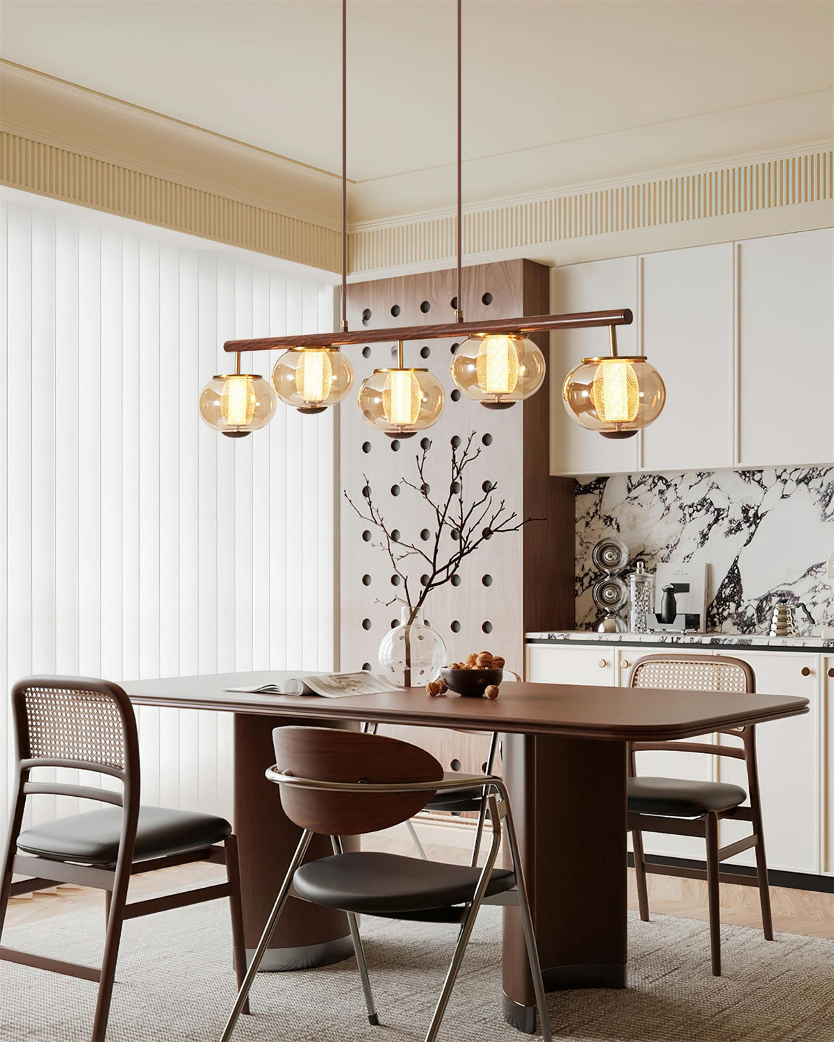 Alviora hanglamp hout glas lineair Japandi