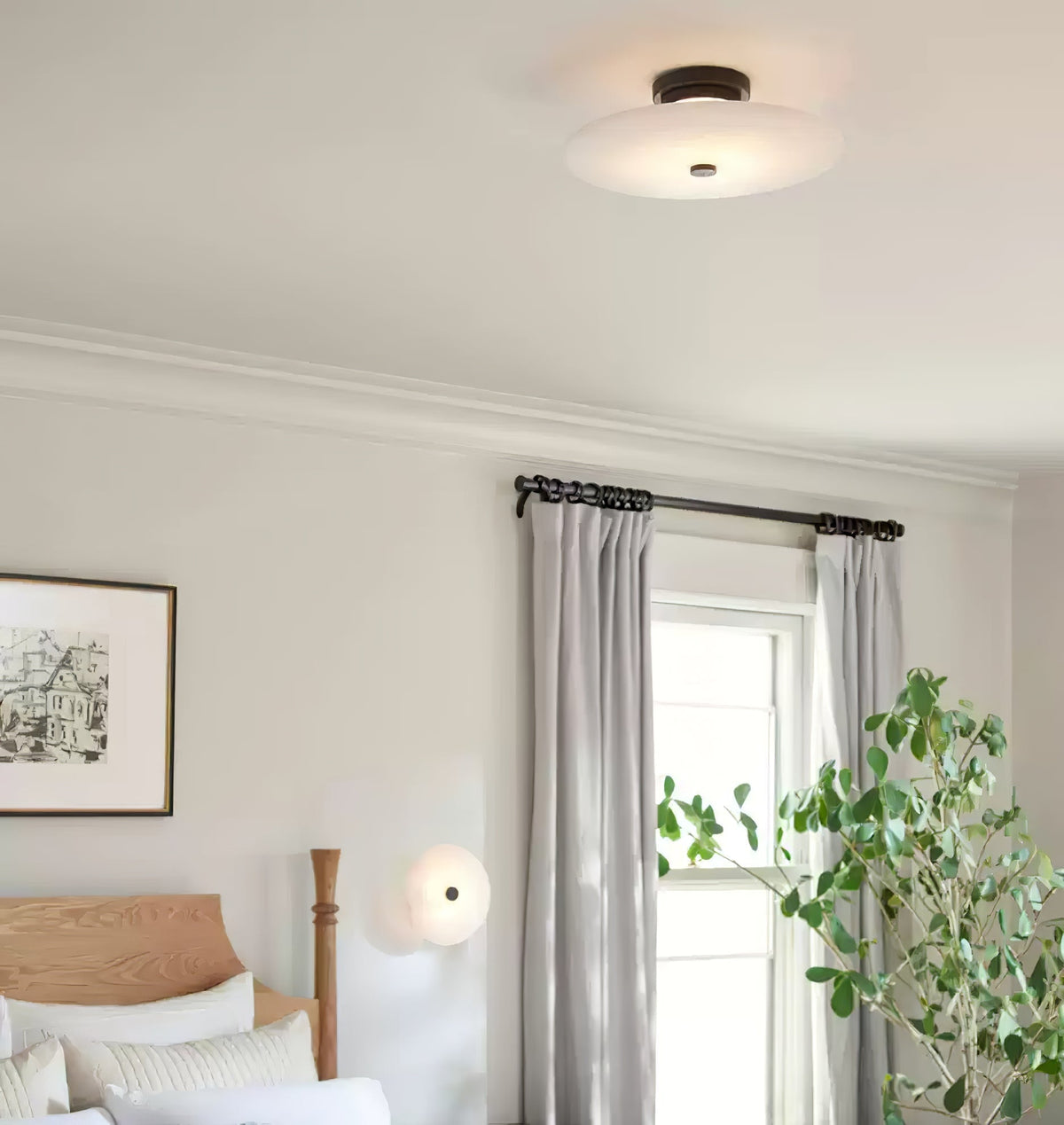 Ines Eterna Moderne witte wandlamp van albast