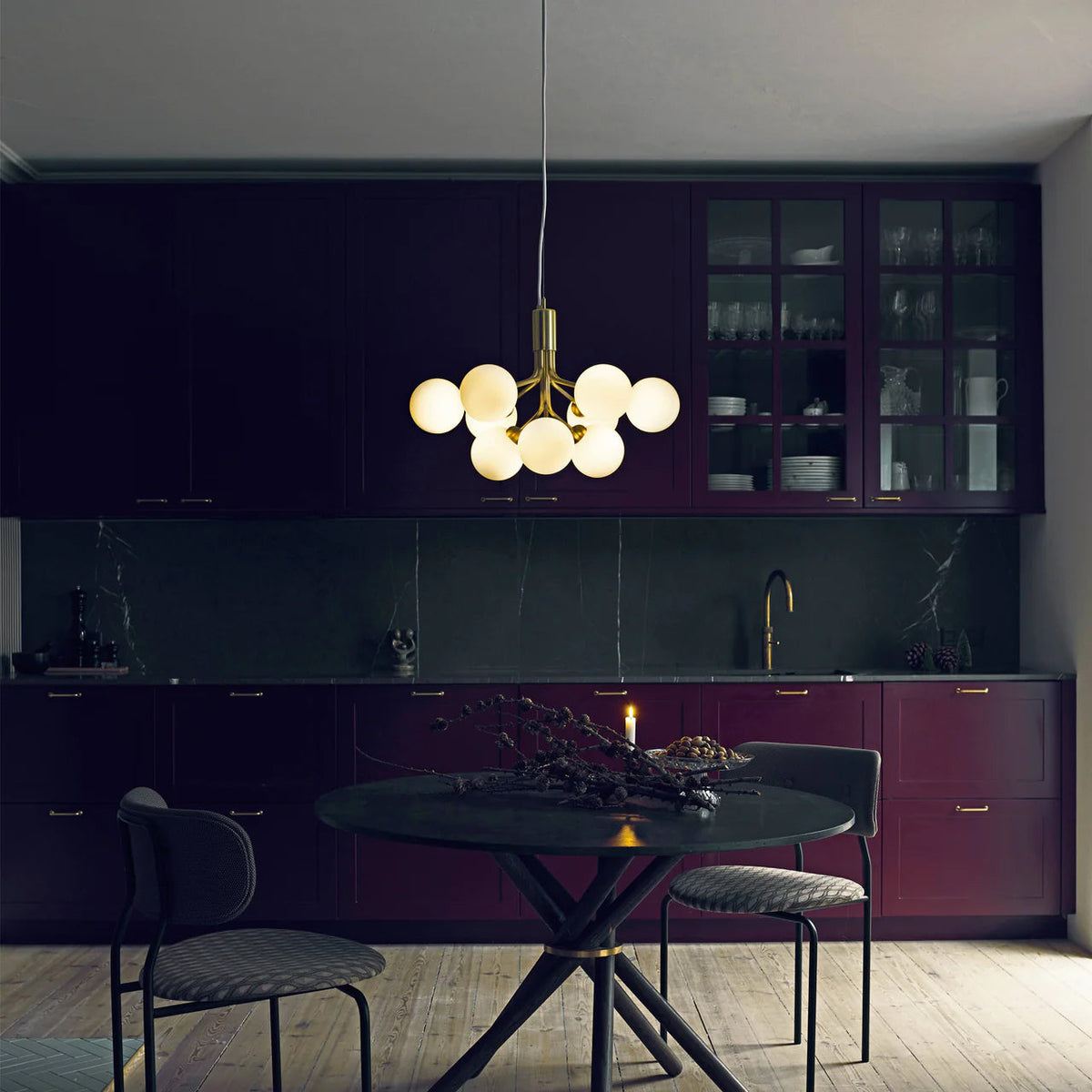 Eirelelle Hanglamp Glas cluster van glazen bollen Messing