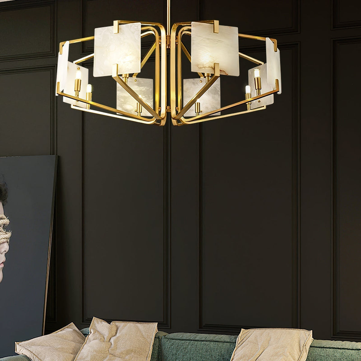 Plotuvys Postmodern luxe messing albasten kroonluchter